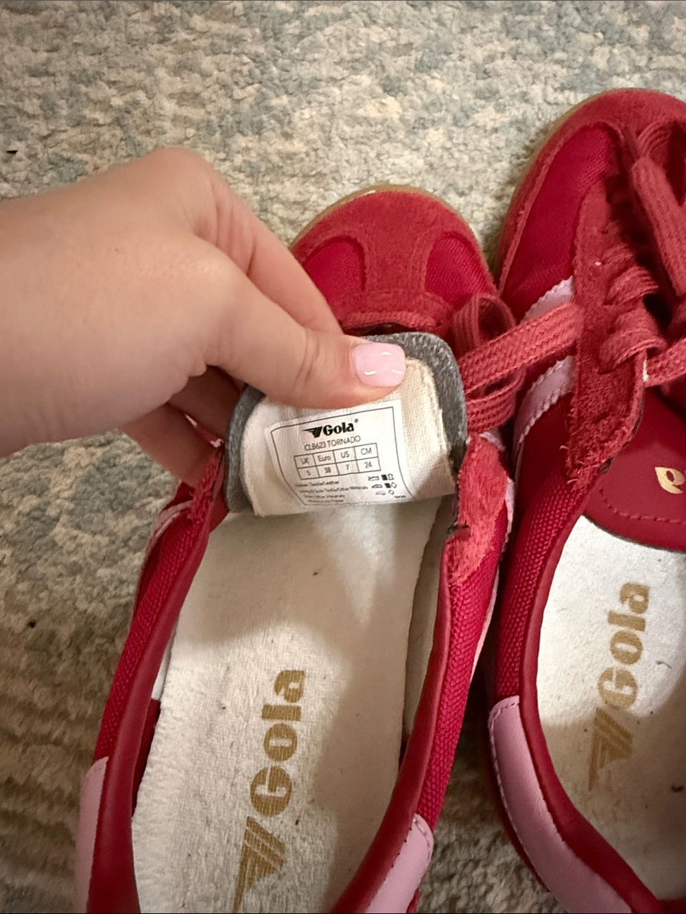 Gola Red Sneaker w Pink Stripe - Picture 5 of 5